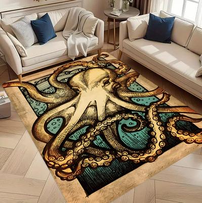 Teppich mit Oktopus-Tentakeln, Heimdekoration, Wohnzimmer, Schlafzimmer, Bodendeko im Ozean-Stil, rutschfeste Teppiche für Schlafzimmer