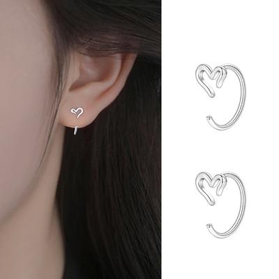 S925 Silver Plated Stud Ghost Earrings S925 Silver Plated Stud Personality Sweet Cool Wind Heart Earrings Rose Skull Screw Screw Stud Earrings