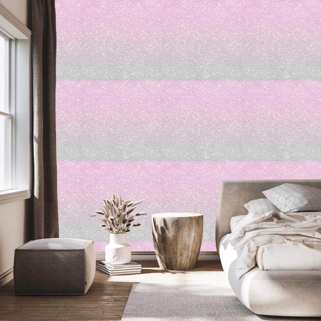 Light gray and powder pink glitter wallpaper for living room and bedroom 50x1000
