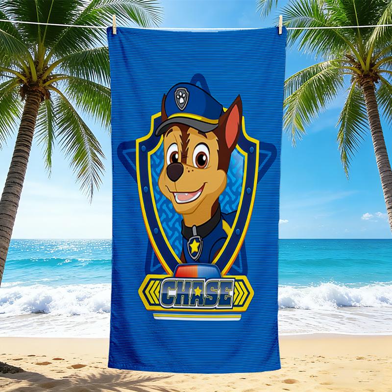 1Pc Paw Patrol Badge Adventure Beach Towel, Quick Dry, Multi-Use for Beach Pool Gym Yoga Home Travel, Christmas, Halloween, Xmas Gift M929223