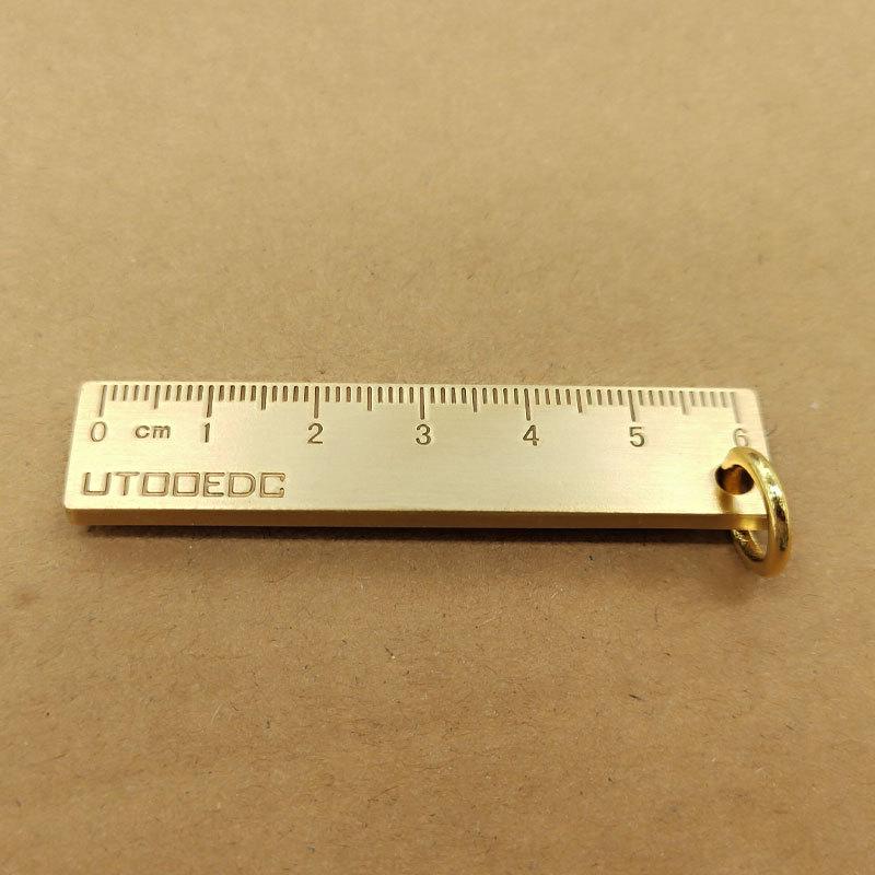 Brass Ruler, Easy To Carry with You, Easy To Measure, Smiling Face, Sealing Glaze, Old Washing, Handicraft Keychain Pendant Creativity