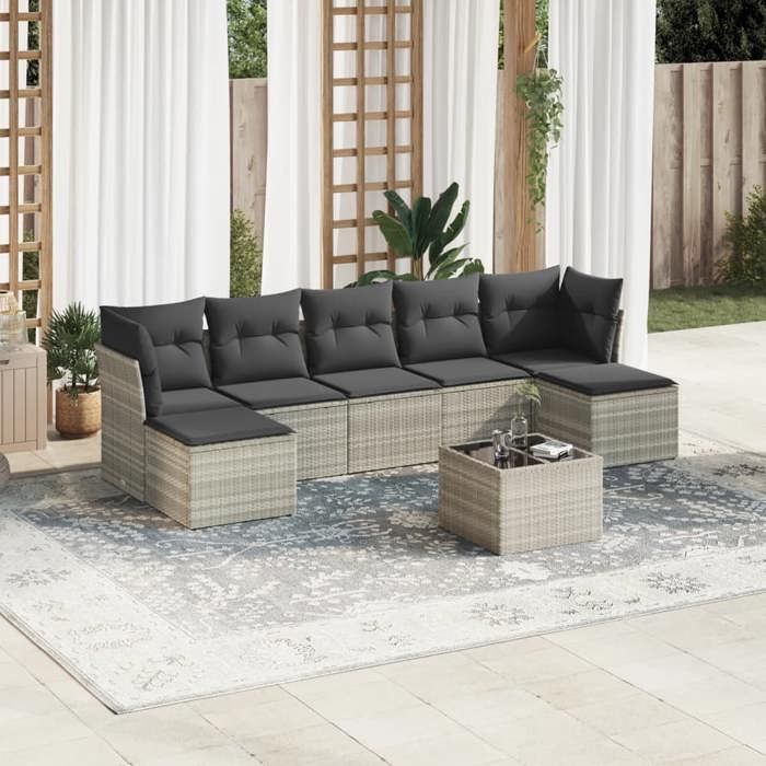 VidaXL Garden Lounge Set with Cushions 8 Pcs, Sofas with Adjustable Feet, Outdoor Furniture Set Patio Terrace, 3249881