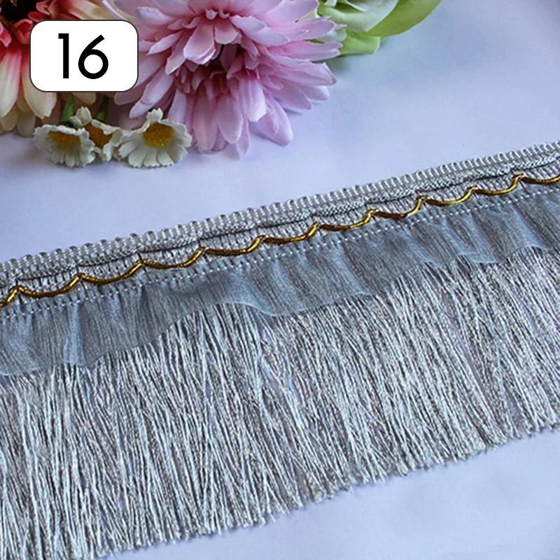 Wholesale 12M Long Fringe Polyester Yarn Gold Thread Tassel Lace Trim Ribbon Sew Latin Dress Garment Curtain DIY Accessories