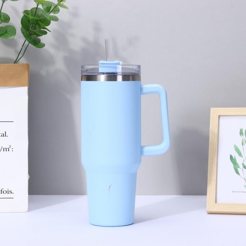40oz Large Capacity Insulated Travel Mug With Handle Straw 304 Stainless Steel Vacuum Thermos Car Office Outdoor Use