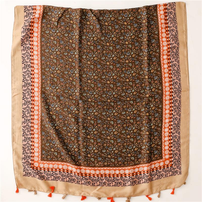 New Autumn Fashion Women Viscose Scarf Lovely Vintage Floral Tassel Hijab Shawls And Wraps Foulard Echarpe Muslim Sjaal 180*90Cm