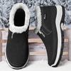 Men's Winter Fleece Lined Slip-On Fabric Shoes, Soft Sole Cold Resistant Casual Outdoor Shoes for Elderly Dads