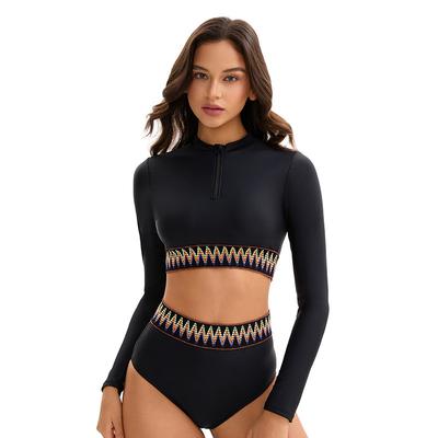 Split Long Sleeve Surfer Suit Sunscreen Swimsuit Women's High Waist Conservative Diving Suit Sexy Swimsuit