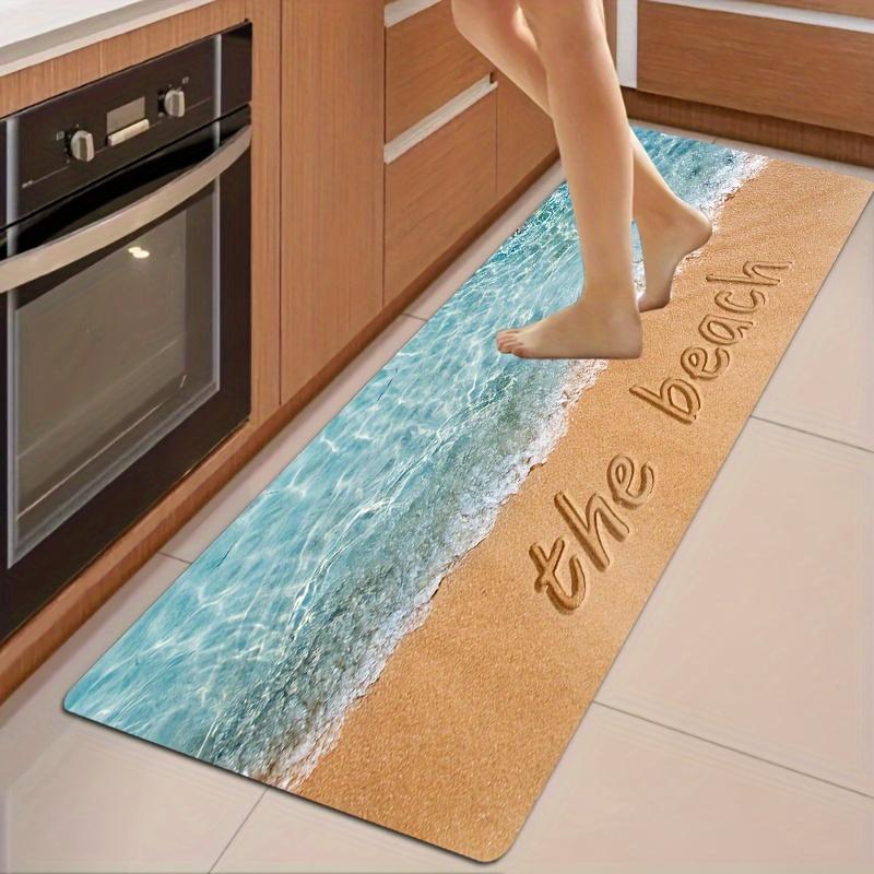 Luxuriöse Ozean-Serie, Strand-Buchstabe, Küchenmatte, weich, verdickt, Küchen-Bodenmatte, wasserdicht, rutschfest, ölbeständig, Bodenmatte, Läufer