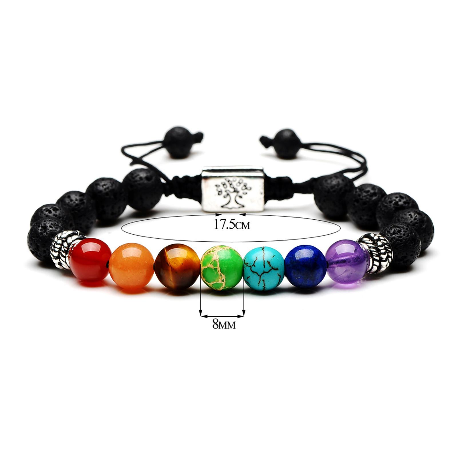 

Lava Stone Bracelet Rich Bright Colors Adjustable Size Exquisite Texture Beaded Bracelet for Men Women Kids