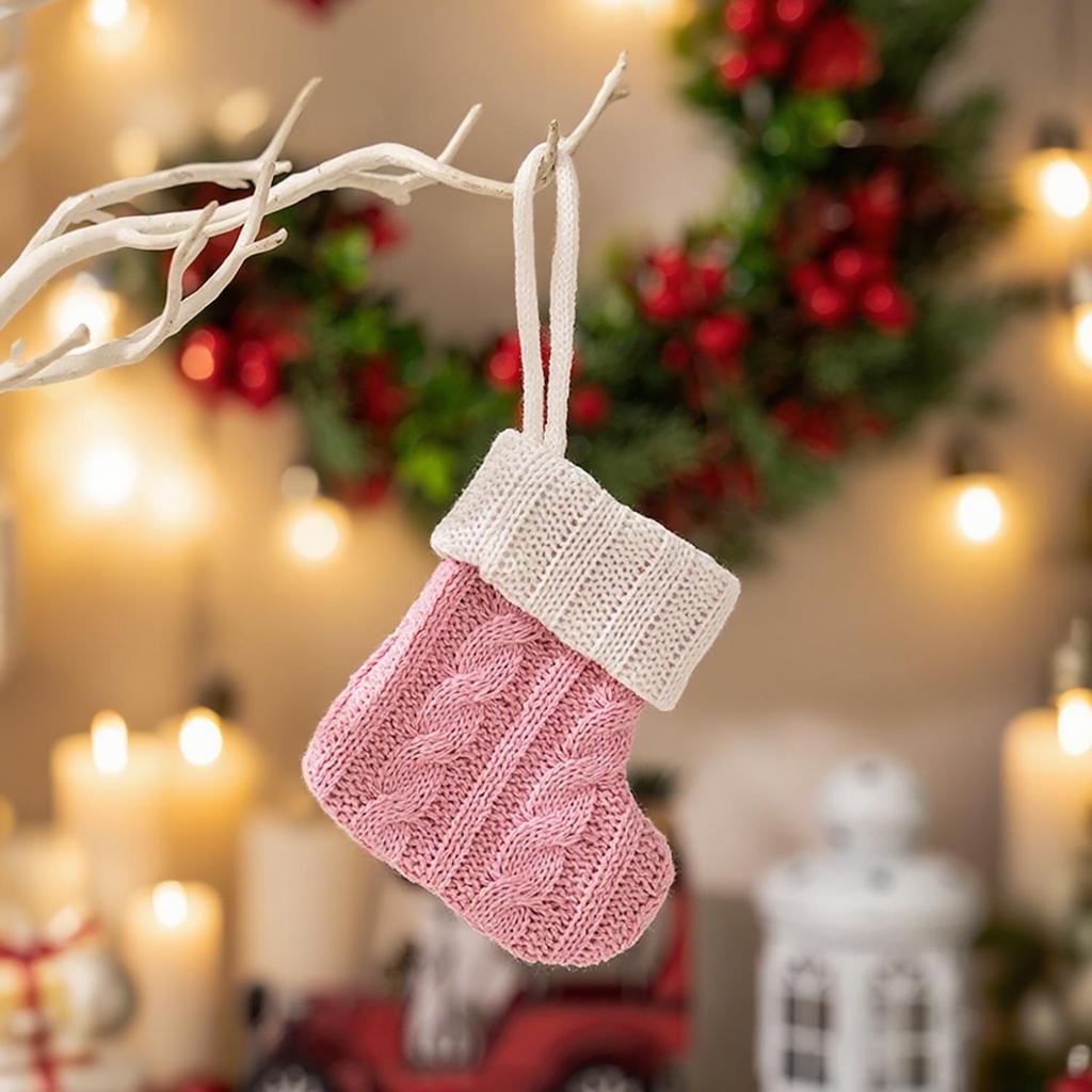 Mingguan New Cartoon Striped Christmas Stocking and Knife Fork Set Pendant Gift Bag