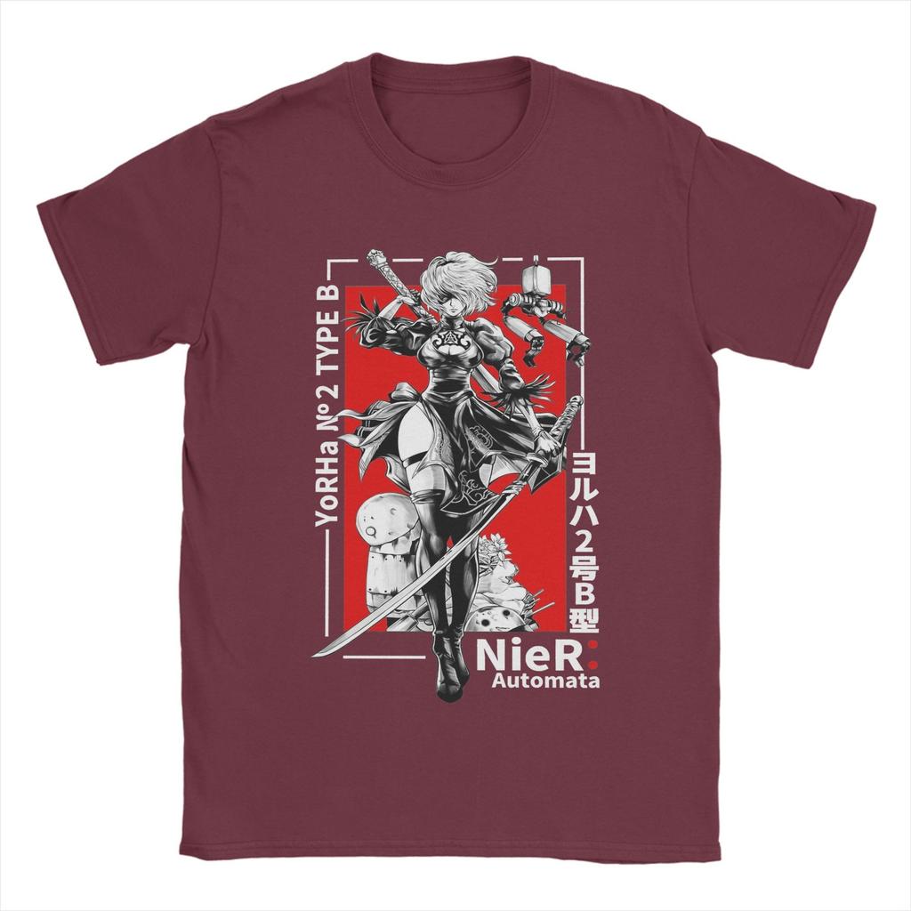 Nier Automatas Men's T Shirt  Creative Tees Short Sleeve Crew Neck T-Shirts Pure Cotton Printed Tops