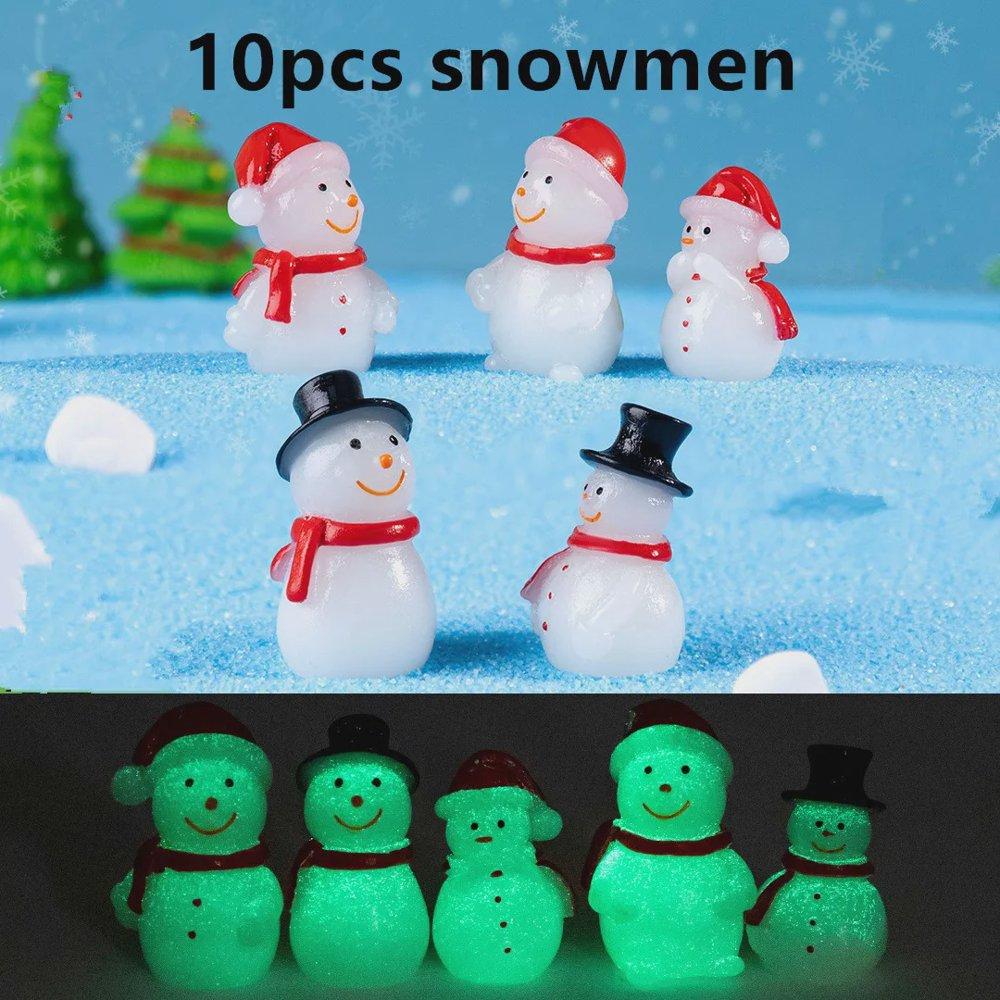 8pcs Miniature Christmas Figurine Set Christmas Decoration Fairy Snowman Santa Claus Miniature Figurines Xmas Gifts DIY Home Decor