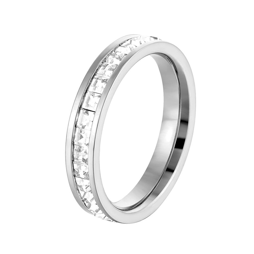 Single Row Diamond-encrusted Titanium Steel Ring Women's Japanese and Korean Ins Style Ring Simple Ring.