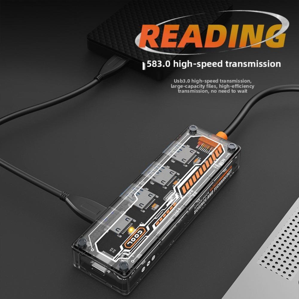 רכזת Type C 5 ב-1 מתאם USB C עם עיצוב שקוף למחשב נייד PC MacBook