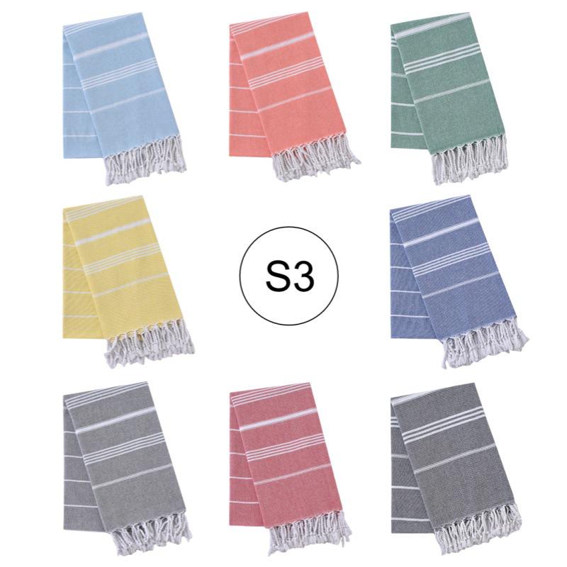 Turkish Bath Towel: Striped Beach Shawl with Tassels