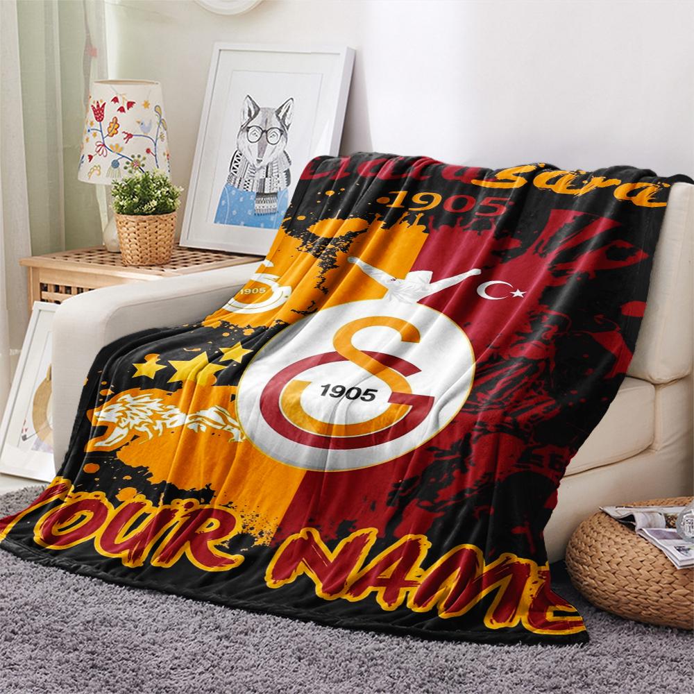 1PC Custom Name Galatasaray Patterned Flannel Blanket Suitable For All Seasons for Home Decor Warmth and Comfort Gifts Holiday Present
