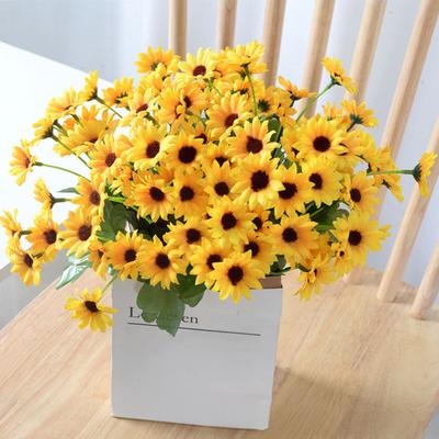 Yellow Artificial Sunflower Bouquets Mini 22 Heads Fake Sunflower with Stem for Home Party DIY Wedding Bouquets Baby Shower Outdoor Indoor Decoration