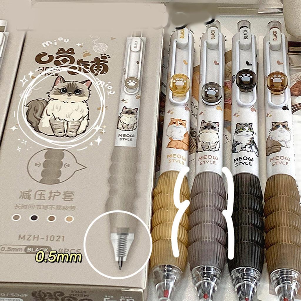 4 Pcs Cartoon Pet Gel Pen Retractable Neutral Pen Aesthetic Stationery Pen 0.5mm Writing Pen Gel Ink Pen Journaling Pen
