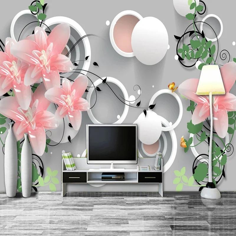 Moderne Blumen 3d Wallpaper Ball Kreis Wandmalereien Wohnzimmer Tv Schlafzimmer Home Decor Wandbild