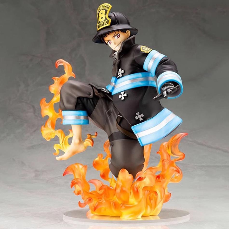 Anime Shinra Kusakabe Figur Szene Fire Force Spezialeffekt Blut Desktop-Puppe Actionfigur Sammlung Geschenke