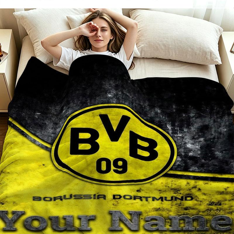 1PC Borussia Custom Name Patterned Flannel Blanket Suitable For All Seasons for Home Decor Warmth and Comfort Gifts Holiday Present