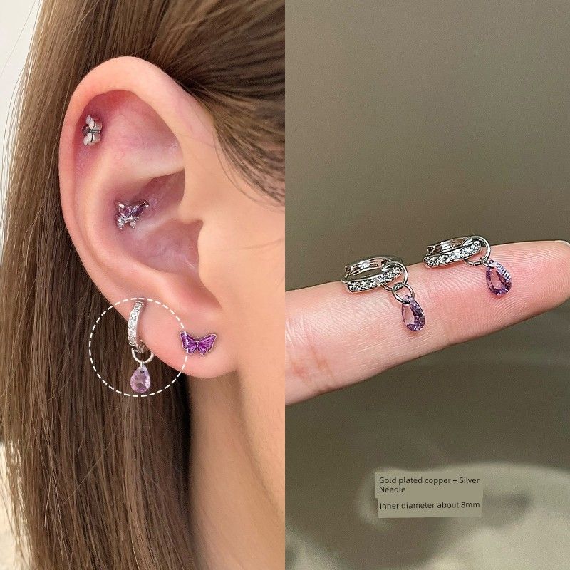 Ringring Store Medical Titanium Steel Ear Studs Edge Buckle Loop Bone Nail Earring Ear Bone Pin Titanium Alloy Earrings Earrings Female