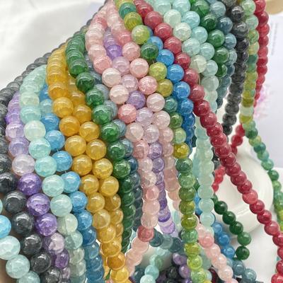 50 peças/Saco Contas Soltas de 10mm Para Fabricação de Joias Contas de Vidro Craquelado Gelo Contas com Padrão de Dragão Pulseiras DIY Acessórios para Correntes de Celular