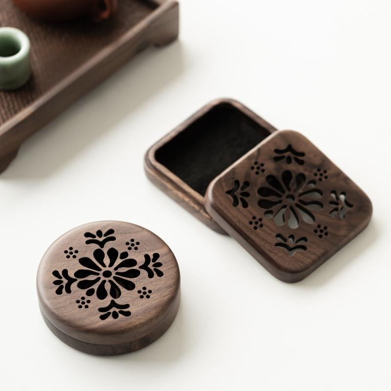 New Chinese-style Wooden Coil Incense Burner Home Indoor Incense Box Tearoom Decorative Relaxing Purifying Aromatherapy Tools
