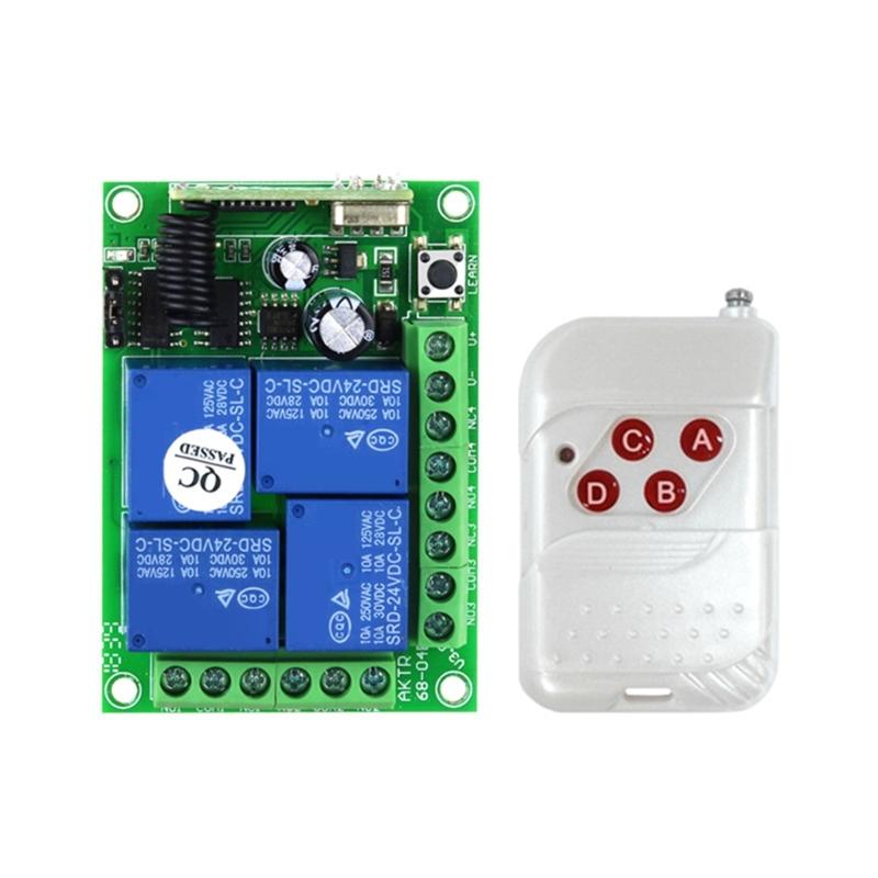 12V 24V 4CH Relaying Wireless Remote Control Lighting Switches Transmitter Receiver 433mhz Electric Door Lock Motor