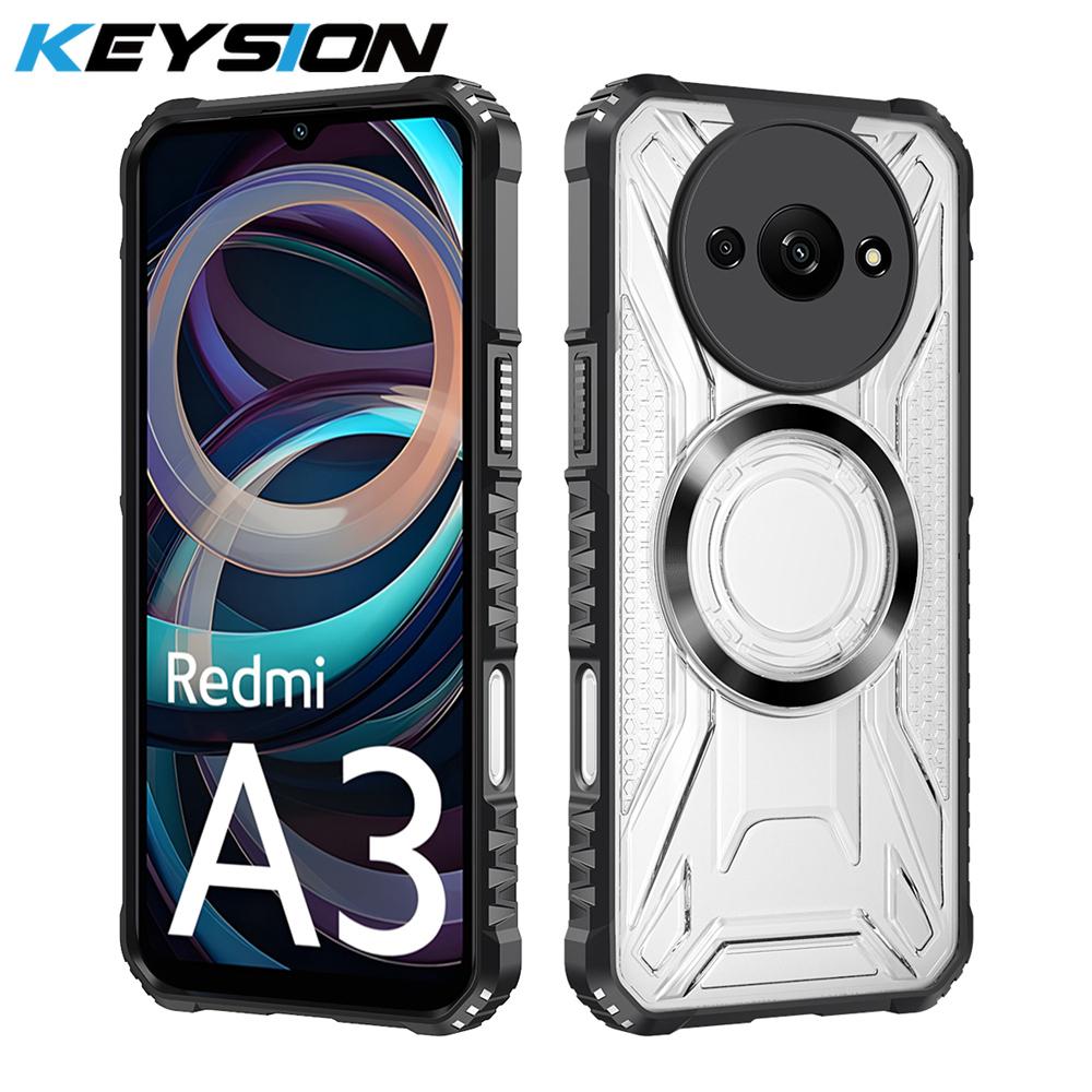 

Прозорий магнітний чохол KEYSION для Redmi A5 A3 A3X М який силікон+ПК Ударостійкий чохол для телефону для Xiaomi POCO C61 C71 for POCO C61