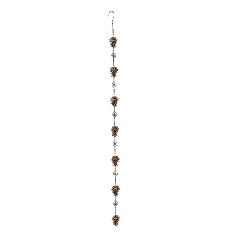 

AEE2-1 PCS Metal Pine Cone Shaped Rain Chain Ancient Graffiti Pine Cone Rain Chain Metal Iron Bells