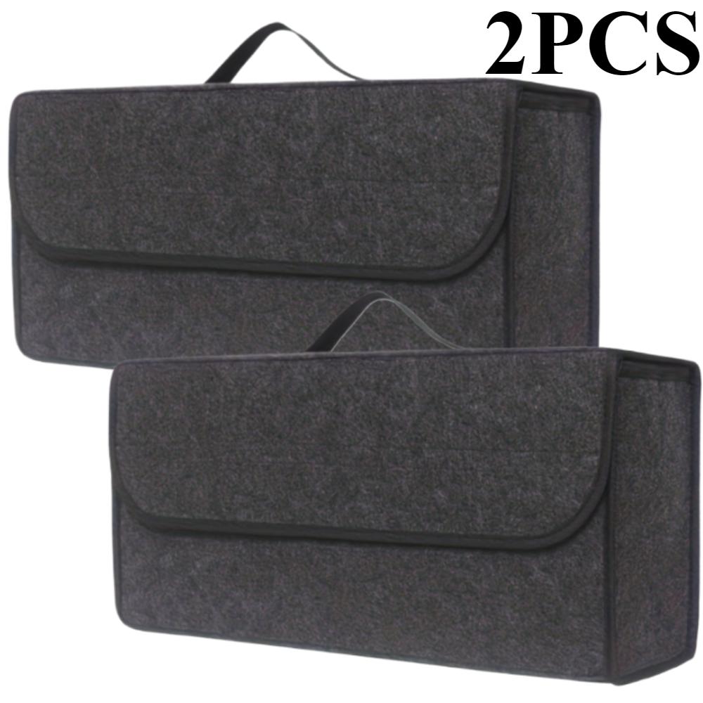 Spacious Canvas Car Storage Box - Portable, Foldable, and Collapsible Trunk Organizer with Felt Cloth Interior