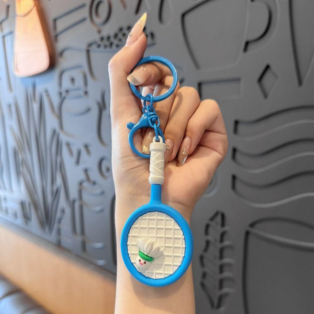PVC Badminton Racket Keychain Cartoon Bag Pendant Funny Badminton Keyring  Couple's Gift