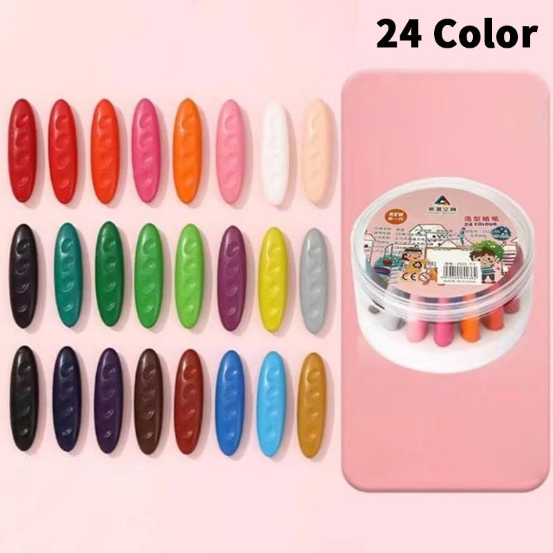 

12/24/36 Colors Children Do Not Dirty Hands Plastic Crayon Set Creative Painting Tools Peanut Shaped Washable Erasable