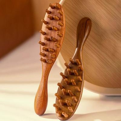 Pettine Meridiani Cuoio Capelluto Legno di Sandalo Naturale Manico Lungo Pettine Corpo Multifunzione Denti Inseriti Pettine da Massaggio in Legno 22 Punte