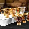 Vintage European Alloy Goblet Embossed Enamel Mini Liquor Wine Cup Multi Colors For Wedding Home Bar Table Decor Gift