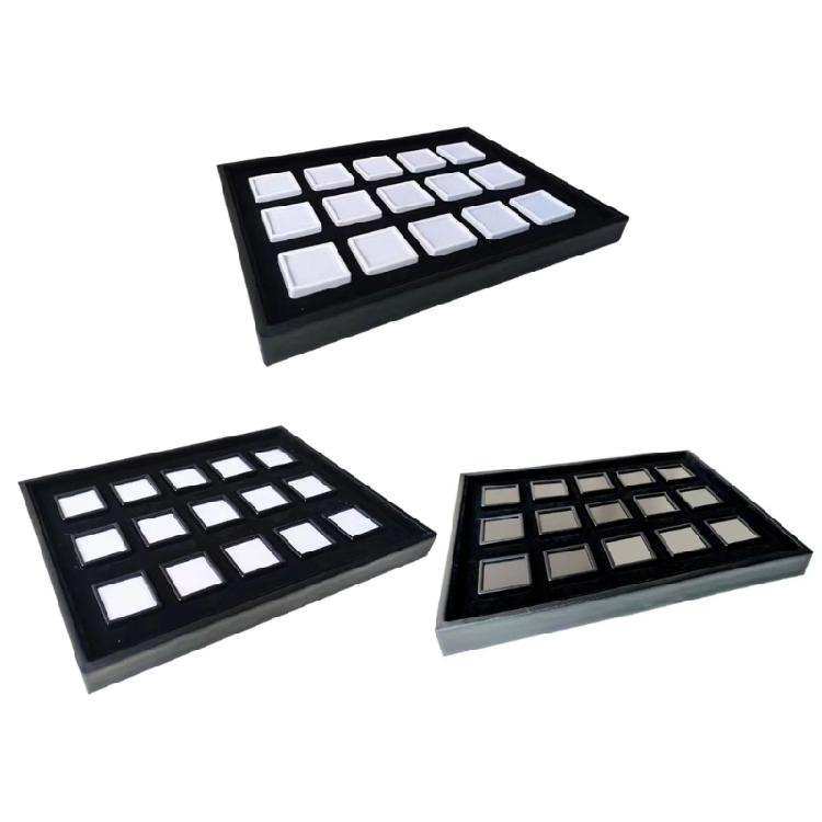 15Pcs Compact 3Cm Square Jewelry Storage Boxes With Clear Covers And PU Padding For Secure Gems Protections