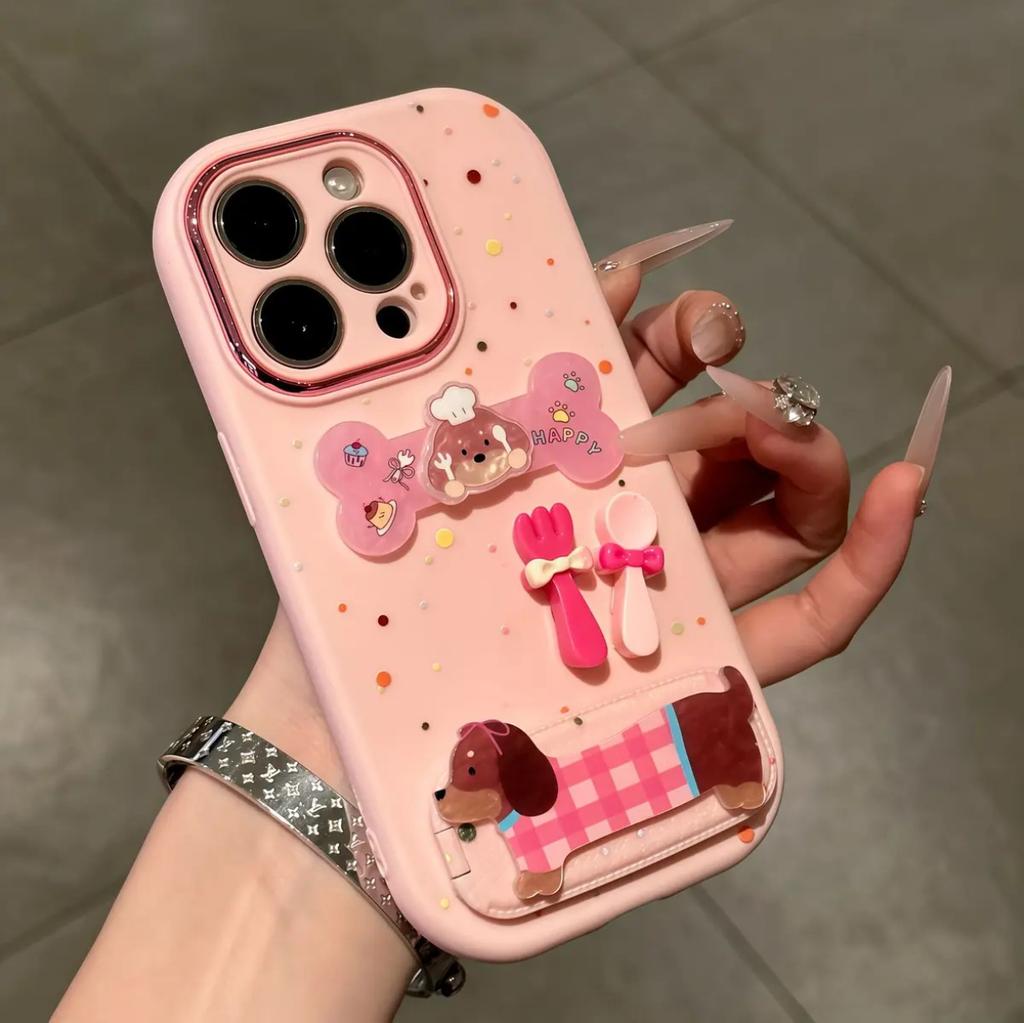 Tintenklecks-Welpen-Halterung ist geeignet für Apple 17PROMAX Handyhülle 15/16 Huawei Honor Handyhülle All-Inclusive-Hülle.