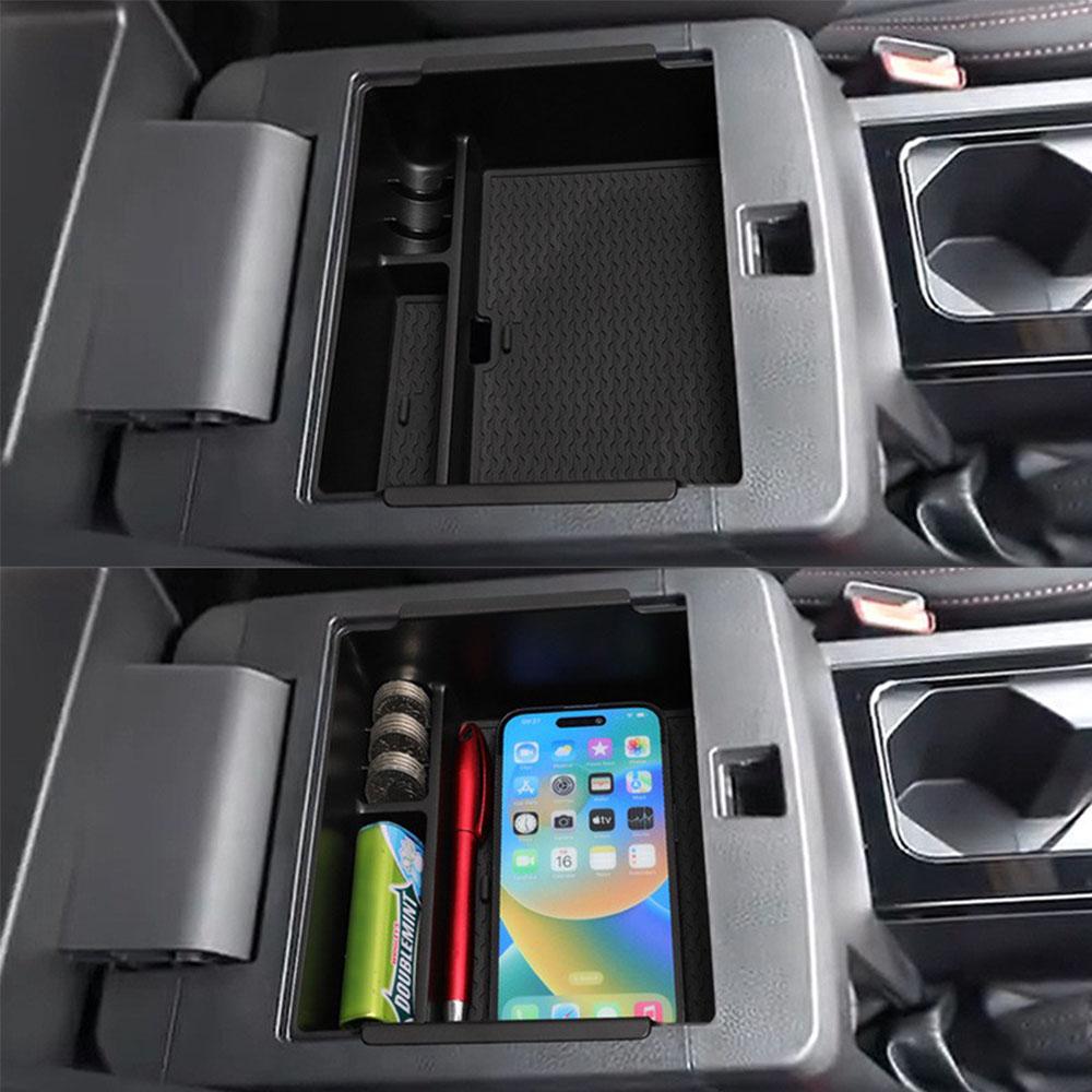 Center Armrest Storage Box Organizer Tray For Mitsubishi Triton 2024-2025 Black
