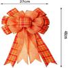 Large Fall Thanksgiving Wreath Gift Bow Orange Buffalo Plaid Check Wreath Swag Bow Wreath Pre-Tied Bow for Fall Thanksgiving Christmas Home Indoor