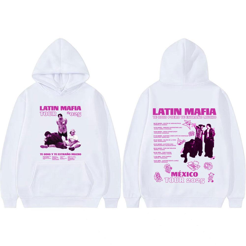 Rock Band Latin Mafia Te Odio Poero Te Extrano Mucho Mexico Tour 2025 Merch Hoodie Men Clothing Gothic Street Hooded Sweatshirts