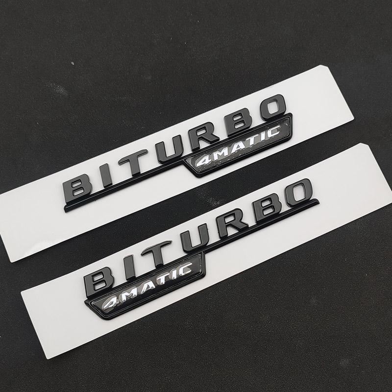 3D ABS Car Badge BITURBO 4MATIC Emblem Rear Trunk Letters Logo For C43 W205 W204 E43 W213 W212 GLE43 X253 GLC43 W167 Accessories
