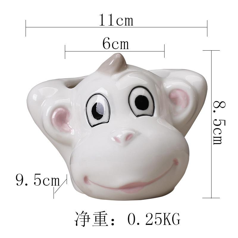 Personalized Creative Ceramic Succulent Flower Pot Modern Simple Style White Cartoon Animal Flower Device plants not included