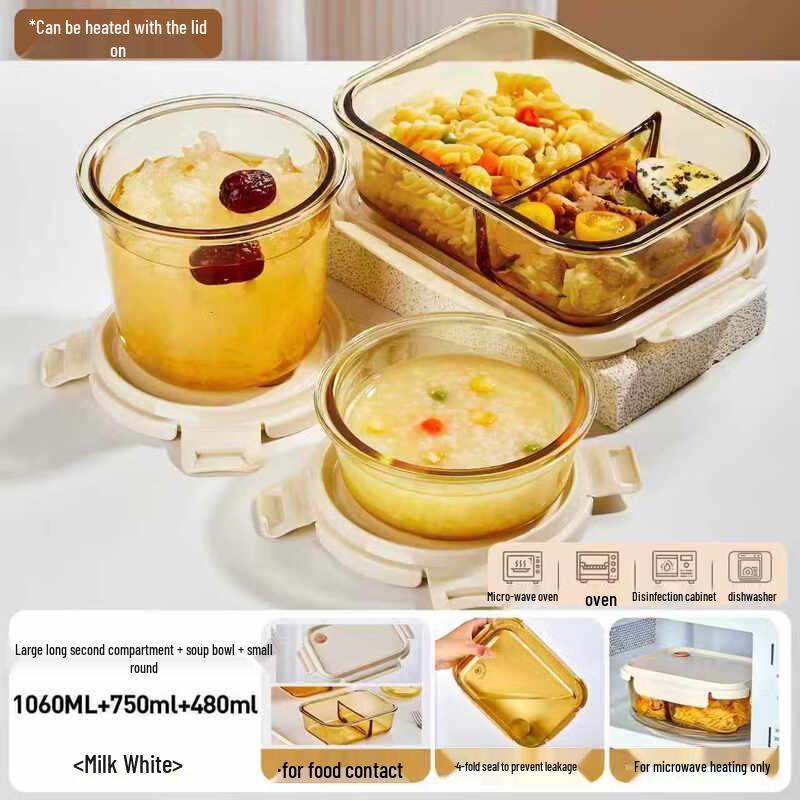 Glass Lunch Box with Dividers