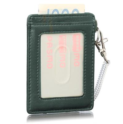 Prejudice Mens Lightweight Thin Italian Lamb Leather Single Pass Case Lanyard (Green)