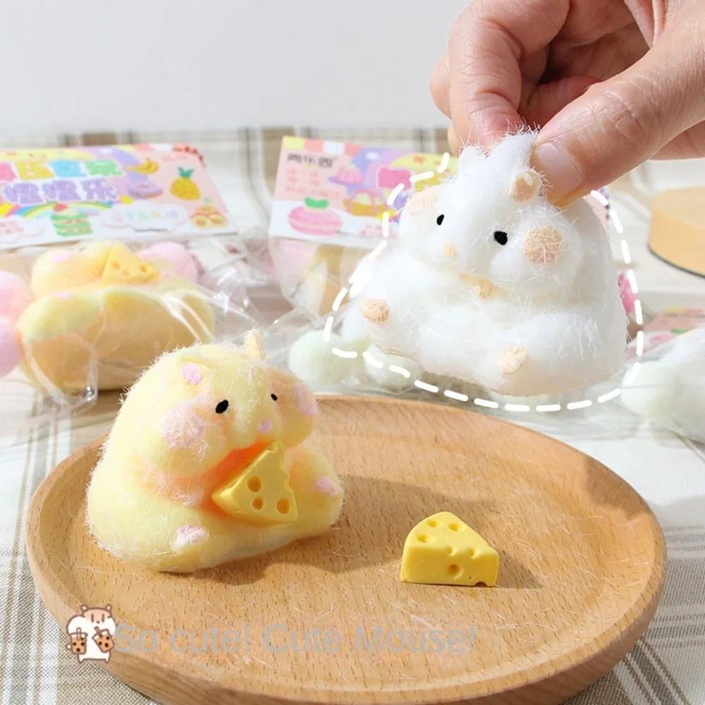 Squishy zabawka dla chomika z serem urocza dekoracja na biurko zabawny gadżet antystresowy dekompresja Fidget zabawki dla nastolatków prezenty dla dzieci