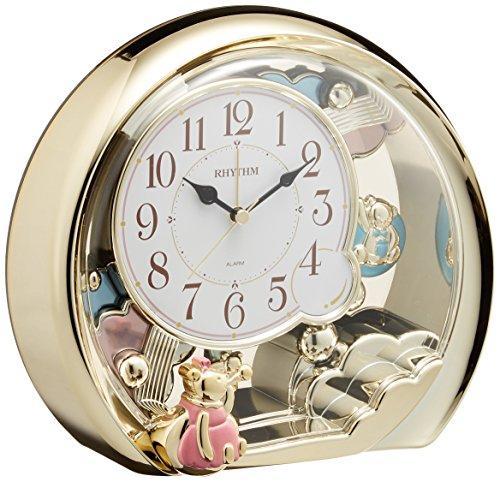 RHYTHM Fantasyland 504SR (4SE504SR18), Аналоговые настольные часы с электронным звуком и функцией будильника, Золотые