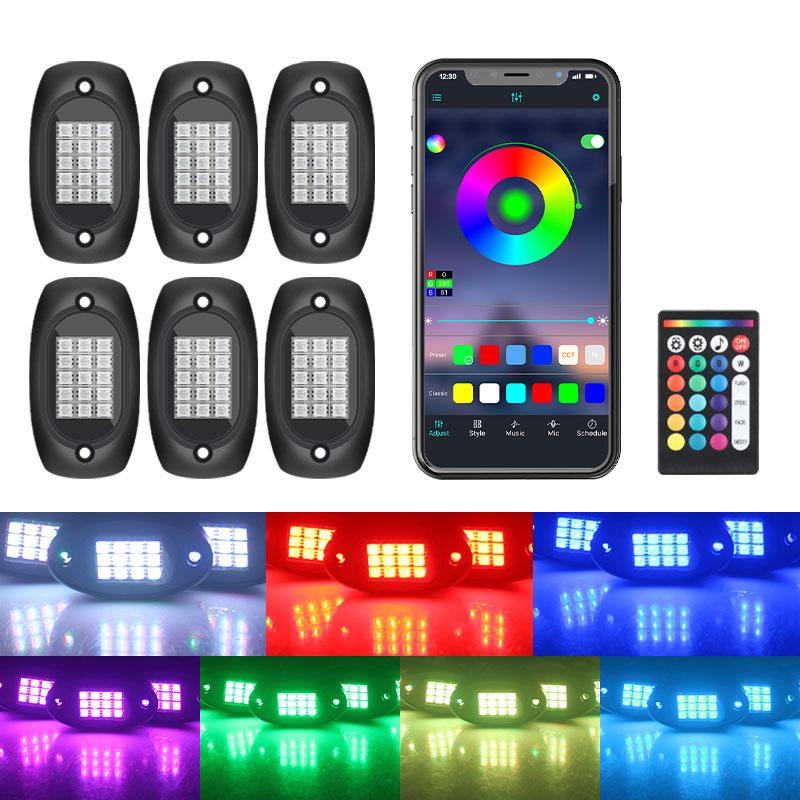 4/5/6/8/12 In 1 RGB LED Rock Lights for Truck Off Road Car Chassis Decorative Ambient Lights Underbody Neon LED Atmosphere Lamp