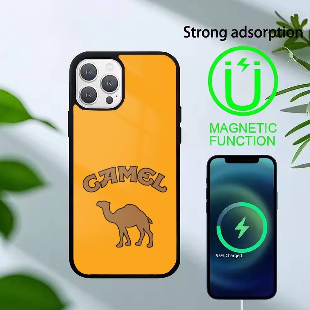 Cigarette-Brand Camel Phone Case For iPhone 14,16,15,13,17,12,Plus,Pro,Max Magnetic For Magsafe Frosted Cover