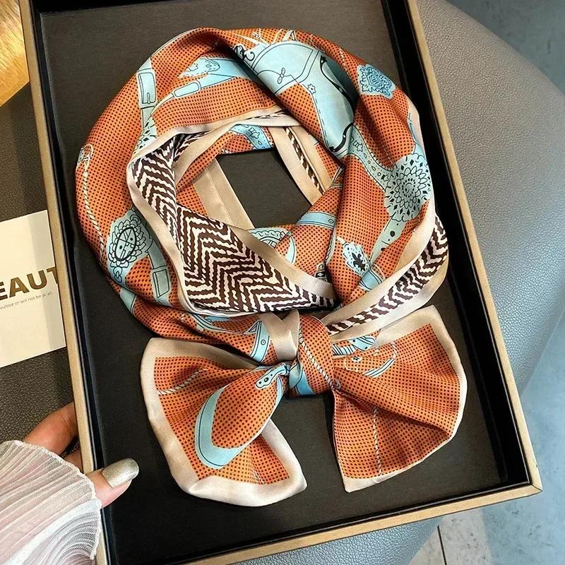 17*150cm Ribbon Silk Scarfs Female Luxury Design Hair Band Skinny Scarf Neck Ties Women Bag Scarves Neckerchief Foulard Lady